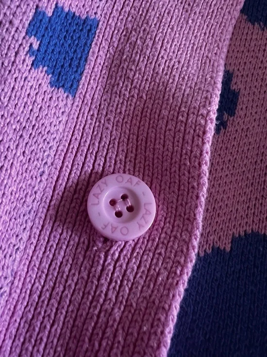 Lazy oaf pink bluish purple cardigan small / medium - Picture 3 of 4